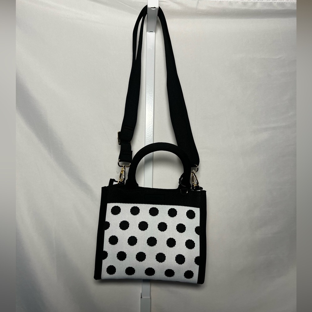 kate spade Black and White Polka Dot Canvas Crossbody Tote - Picture 6 of 10